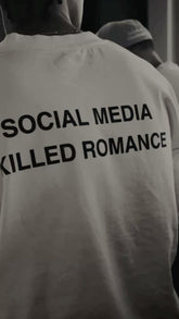 Oversized “Social Media Killed Romance” White Graphic Tee